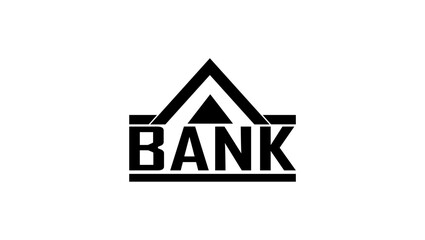 Bank building symbol, black isolated silhouette