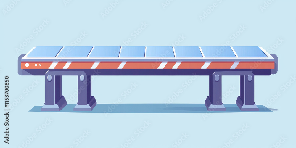 Poster continuous a conveyor belt in a factory efficiently transporting products, showcasing industrial ope