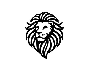 Lion head logo, lion head icon, lion face logo. Simple silhouette. Flat style. Logo design template. Vector illustration. Animal logotype concept.