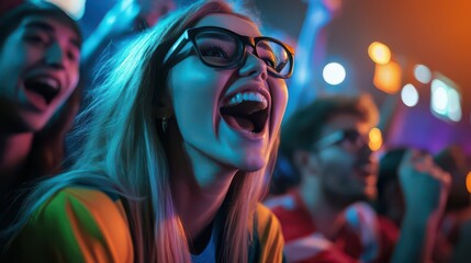 Naklejka premium Excited Crowd at a Live Event
