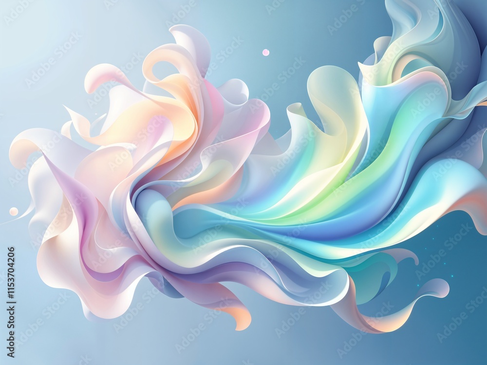 Aufkleber abstract 3d render colorful curved wave in motion on bright background. gradient design element for 