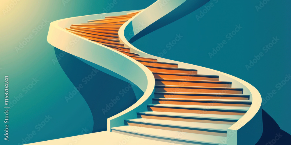 Aufkleber continuous a staircase spirals upwards endlessly, creating a mesmerizing visual of infinite ascent a