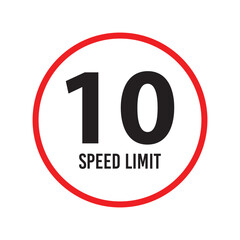 Speed limit signs and symbols depicting speed limits ranging from 5 to 100, featuring a standard design with black text on red circles. Vector illustration in eps 10.
