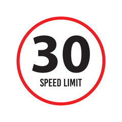 Speed limit signs and symbols depicting speed limits ranging from 5 to 100, featuring a standard design with black text on red circles. Vector illustration in eps 10.