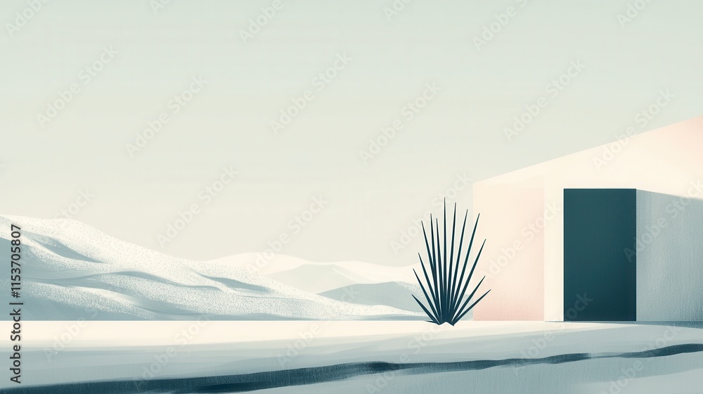 Poster minimalist new year resolutions concept in sharp typography with serene landscape motif