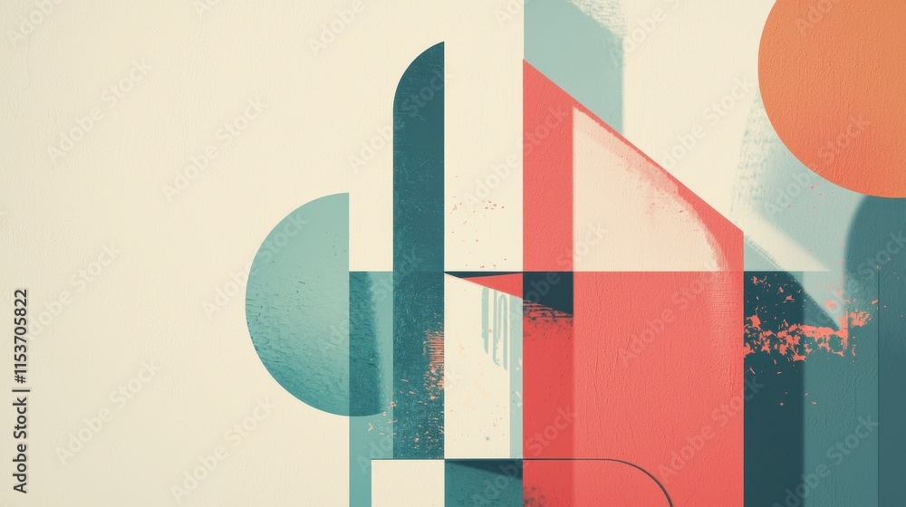 Poster minimalist design for new year resolutions in sharp typography and colorful geometric shapes