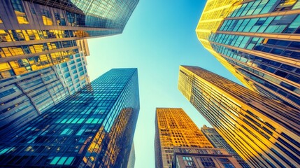 Towering Skyscrapers Over a Bustling Cityscape