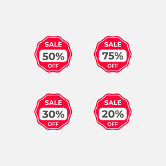 Sticker set for discounts in flat style.
