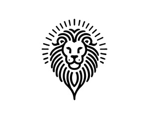 Lion head logo, lion head icon, lion face logo. Simple silhouette. Flat style. Logo design template. Vector illustration. Animal logotype concept.