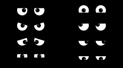 Eyeballs different emotions. Unisex eye expressions, pithy vector collection.