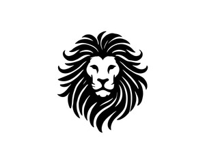 Lion head logo, lion head icon, lion face logo. Simple silhouette. Flat style. Logo design template. Vector illustration. Animal logotype concept.
