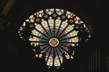 Round stained glass window Abbey Church window