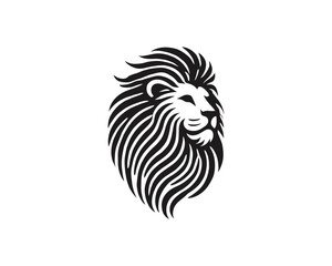 Lion head logo, lion head icon, lion face logo. Simple silhouette. Flat style. Logo design template. Vector illustration. Animal logotype concept.