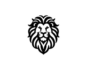 Lion head logo, lion head icon, lion face logo. Simple silhouette. Flat style. Logo design template. Vector illustration. Animal logotype concept.