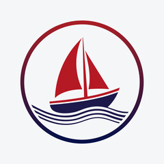 Minimalist Sailboat Logo Vector Design.