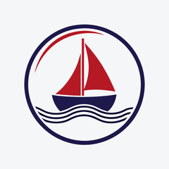 Minimalist Sailboat Logo Vector Design.