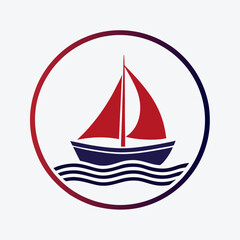 Minimalist Sailboat Logo Vector Design.