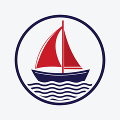 Minimalist Sailboat Logo Vector Design.