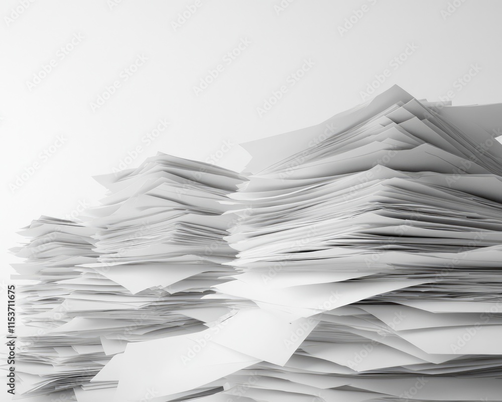 Poster pristine collection of blank sheets. isolated white paper stack on clean background