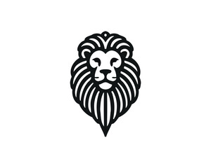Lion head logo, lion head icon, lion face logo. Simple silhouette. Flat style. Logo design template. Vector illustration. Animal logotype concept.