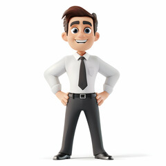Obraz premium Handsome cartoon businessman standing confidently in a white shirt