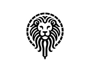 Lion head logo, lion head icon, lion face logo. Simple silhouette. Flat style. Logo design template. Vector illustration. Animal logotype concept.