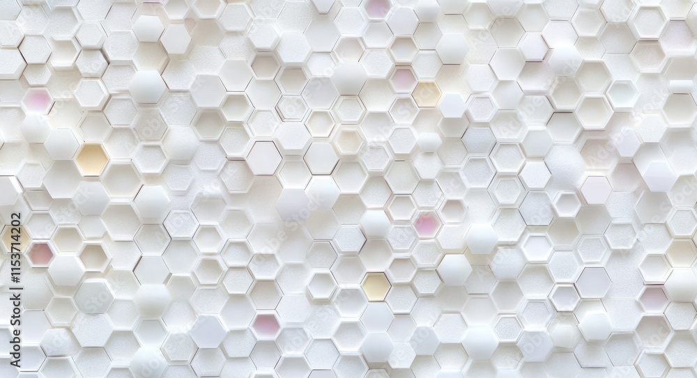 Poster 3d hexagonal frame on crisp white canvas for text placement in minimalistic style