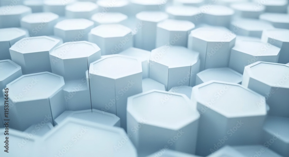 Aufkleber 3d white hexagon layout with ample space for text on clean background