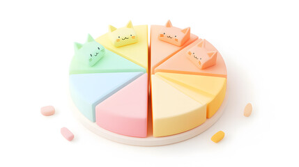 Obraz premium Colorful 3D Pie Chart on White Background for Data Visualization and Analytics
