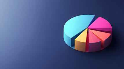 Obraz premium Colorful 3D Pie Chart on White Background for Data Visualization and Analytics