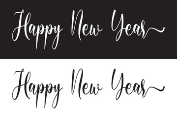 Happy New Year handwritten lettering design. Holiday calligraphy text for postcard, poster, banner design element. New Year 2025 handwritten lettering in eps 10.