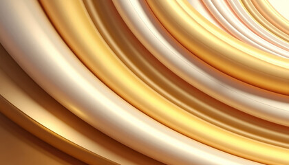 Fototapeta premium Curved gold and silver metallic layers abstract design 