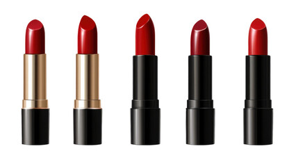Fototapeta premium Set of red lipstick isolated on white background
