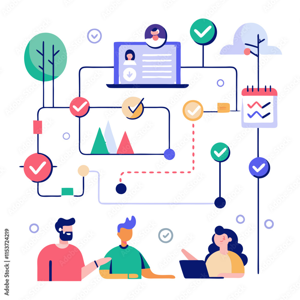 Poster user journey map visualization illustrating interactions and processes in a user experience context