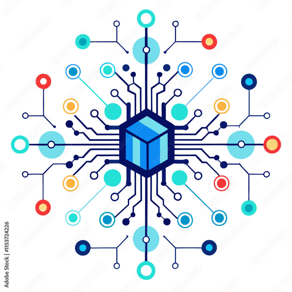 Poster abstract circuits create a glowing network enhancing digital connections and technological innovatio