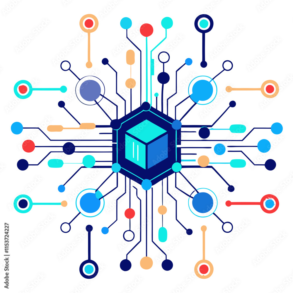 Poster abstract circuits create a glowing network symbolizing connectivity and technology in modern digital