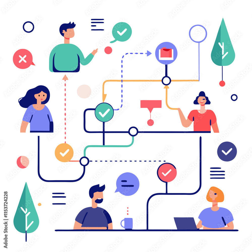 Poster abstract representation of user journey map illustrating interactions and user experience pathways