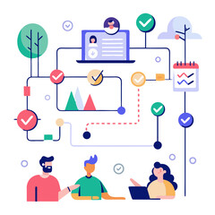 User journey map visualization illustrating interactions and processes in a user experience context