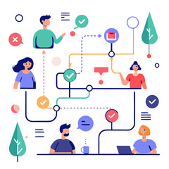 Abstract representation of user journey map illustrating interactions and user experience pathways