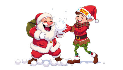 Obraz premium santa claus and their children