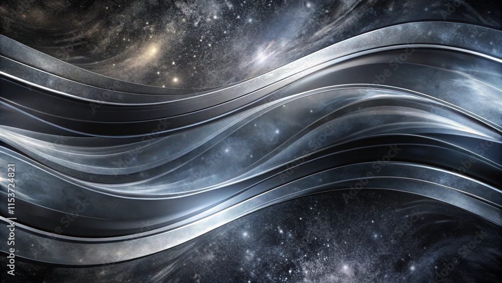 Poster black dark gray silver white wave abstract background for design. metal metallic effect. light wavy 