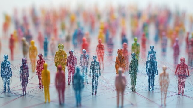 Colorful network illustration of connected people.