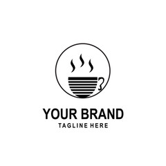 illustration of a coffee cup logo in a circle