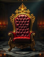 Luxury royal throne with red armchair. 3d render
