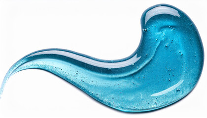 Obraz premium Transparent blue gel smear of hyaluronic acid on white background. Face serum. Skin care and beauty