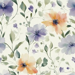 Obraz premium Sweet flower watercolor seamless pattern.soft pastel colors water color seamless pattern for beauty products or other.