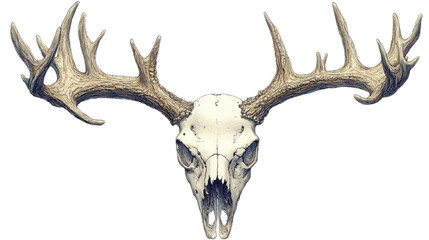 Naklejka premium red deer antlers isolated on white background 