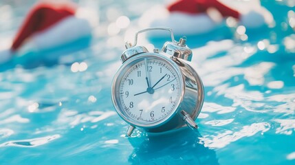 A blue background features a red clock highlighting Christmas sales, leaving room for additional text.