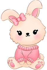 Cute Rabbit, Cartoon Bunny Illustration, Cute Character Animal