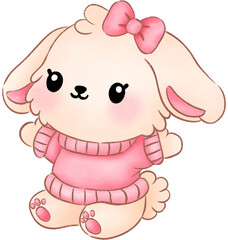 Fototapeta premium Cute Rabbit, Cartoon Bunny Illustration, Cute Character Animal